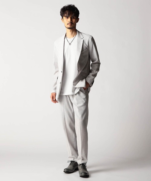 NICOLE CLUB FOR MEN(ニコルクラブフォーメン)の「ワッフルサッカープリント イージースラックス(その他パンツ・メンズ・シルバーグレー/グレー系/ブラック・SMALL/MEDIUM/LARGE/X-LARGE)」の4枚目の写真