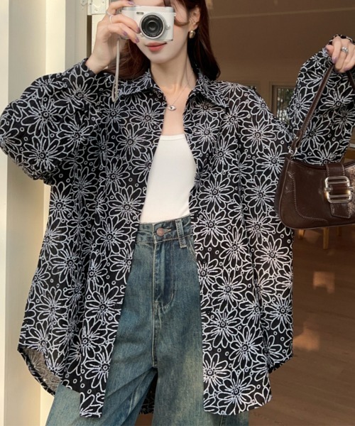 ReRe(リリ)の「フラワーデザイン刺繍シャツ(シャツ/ブラウス・レディース・ブラック/ブルー/グレー/グリーン/ピンク/ホワイト・FREE)」の22枚目の写真