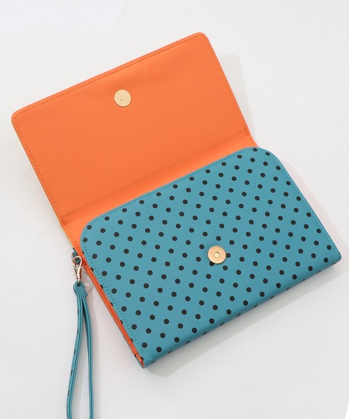 ScoLar(スカラー)の「SC81-21:頭巾わんちゃん×ドット柄 ロゴ刺繍入りマルチケース(財布・レディース・グリーン/イエロー・FREE)」の10枚目の写真