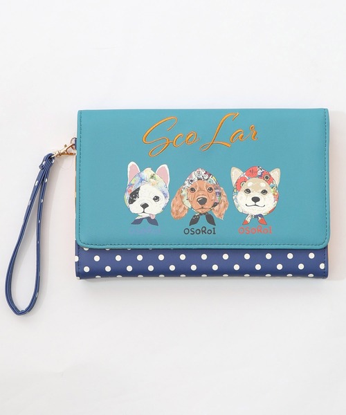 ScoLar(スカラー)の「SC81-21:頭巾わんちゃん×ドット柄 ロゴ刺繍入りマルチケース(財布・レディース・グリーン/イエロー・FREE)」の15枚目の写真