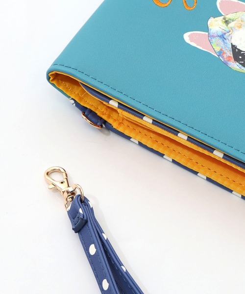 ScoLar(スカラー)の「SC81-21:頭巾わんちゃん×ドット柄 ロゴ刺繍入りマルチケース(財布・レディース・グリーン/イエロー・FREE)」の18枚目の写真