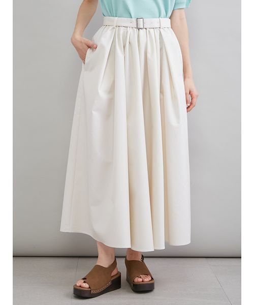 Mila Owen(ミラオーウェン)の「ウエストゴムタックフレアスカート(スカート・レディース・ブラウン/アイボリー/チェック・00/1/0)」の4枚目の写真