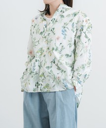 quadro（クオドロ）の「ローン花柄ptスタンドカラーAラインワイドシャツ（シャツ/ブラウス）」