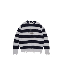 MEA（メア）の「VINTAGE STRIPED LIGHTWEIGHT KNIT [NAVY]（ニット/セーター）」