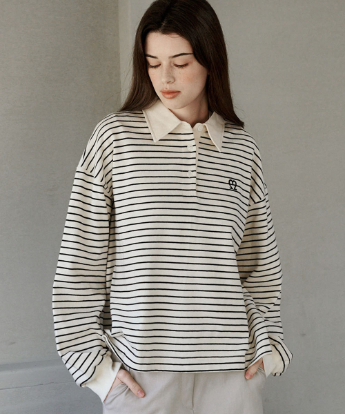 MALOUPE（マロップ）の「5114 クロップストライプTシャツ (クリーム)（ポロシャツ・レディース・その他・FREE）」の2枚目の写真