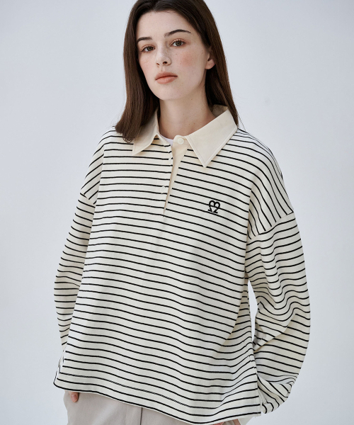 MALOUPE（マロップ）の「5114 クロップストライプTシャツ (クリーム)（ポロシャツ・レディース・その他・FREE）」の3枚目の写真