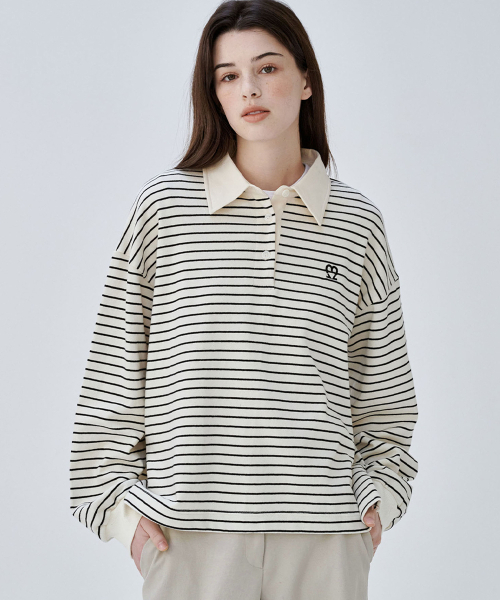 MALOUPE（マロップ）の「5114 クロップストライプTシャツ (クリーム)（ポロシャツ・レディース・その他・FREE）」の4枚目の写真