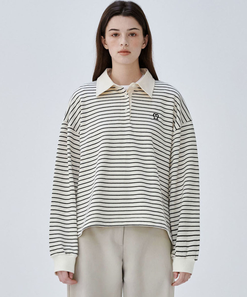 MALOUPE（マロップ）の「5114 クロップストライプTシャツ (クリーム)（ポロシャツ・レディース・その他・FREE）」の5枚目の写真