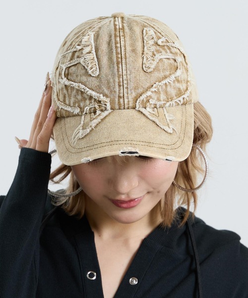 ANAP（アナップ）の「ワッペン ダメージデニム キャップ（キャップ・レディース・ベージュ/グレー・F）」の12枚目の写真