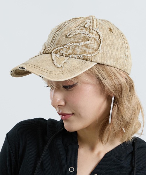 ANAP（アナップ）の「ワッペン ダメージデニム キャップ（キャップ・レディース・ベージュ/グレー・F）」の11枚目の写真