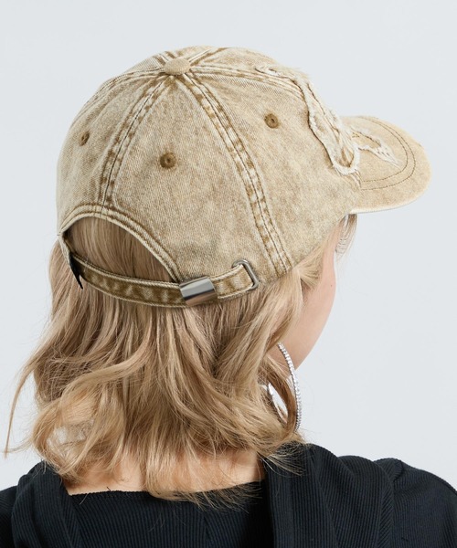 ANAP（アナップ）の「ワッペン ダメージデニム キャップ（キャップ・レディース・ベージュ/グレー・F）」の10枚目の写真