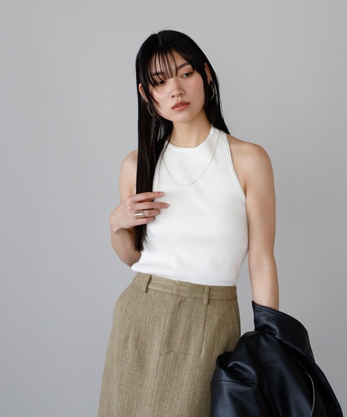 back design halter neck tank / バックデザインホルターネックタンクトップ