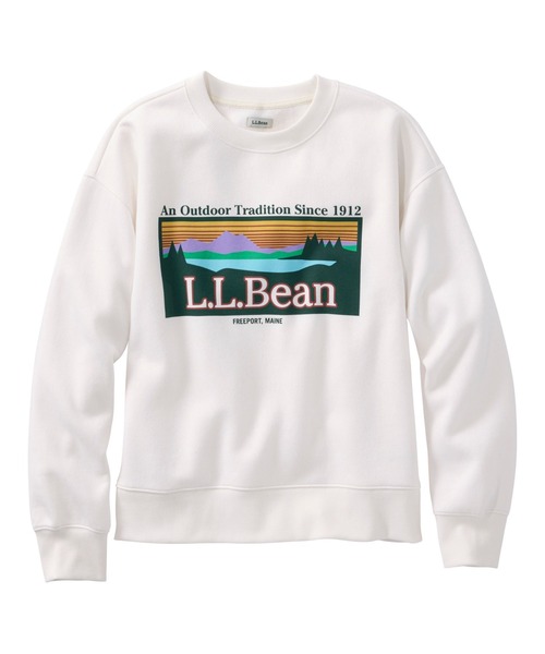 L.L.Bean（エルエルビーン）の「エッセンシャル・スウェットシャツ、クルーネック　ロゴ 米国フィット・プチ（スウェット・レディース・ライトアッシュグレー/グリーン/ホワイト/ネイビー・MEDIUM/SMALL/LARGE）」の2枚目の写真