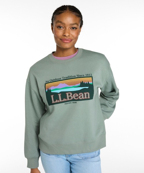 L.L.Bean（エルエルビーン）の「エッセンシャル・スウェットシャツ、クルーネック　ロゴ 米国フィット・プチ（スウェット・レディース・ライトアッシュグレー/グリーン/ホワイト/ネイビー・MEDIUM/SMALL/LARGE）」の6枚目の写真