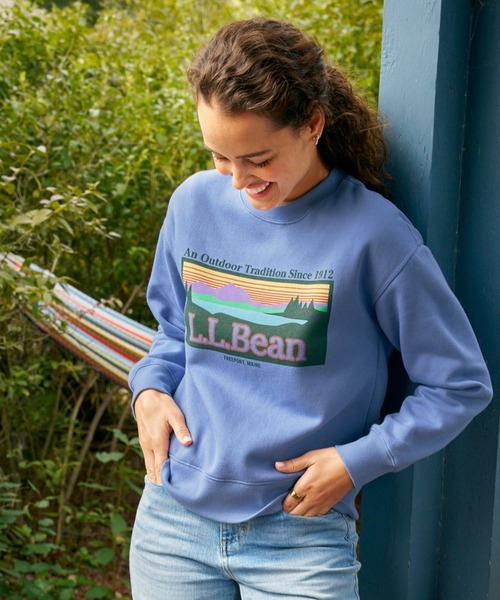 L.L.Bean（エルエルビーン）の「エッセンシャル・スウェットシャツ、クルーネック　ロゴ 米国フィット・プチ（スウェット・レディース・ライトアッシュグレー/グリーン/ホワイト/ネイビー・MEDIUM/SMALL/LARGE）」の8枚目の写真