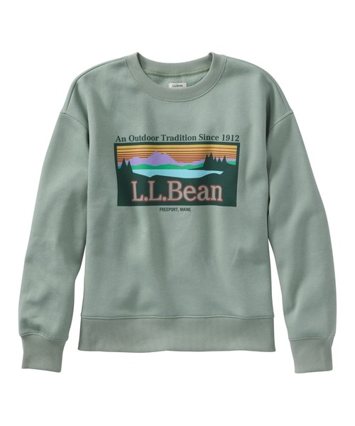 L.L.Bean（エルエルビーン）の「エッセンシャル・スウェットシャツ、クルーネック　ロゴ 米国フィット・プチ（スウェット・レディース・ライトアッシュグレー/グリーン/ホワイト/ネイビー・MEDIUM/SMALL/LARGE）」の21枚目の写真