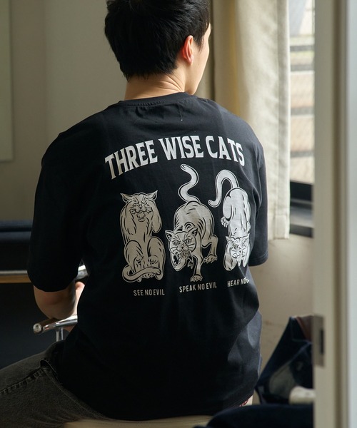 CORISCO（コリスコ）の「スリーワイズアニマル柄TEE(M1)（Tシャツ/カットソー・メンズ・ブラック系1/グレー系1/キナリ/オートミール/グレー系2/ホワイト系2/ホワイト系1/ブラック系2・X-LARGE/LARGE/MEDIUM）」の4枚目の写真