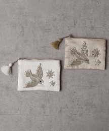 MILLION CARATS | 《COTTAGE》光を纏うビーズ刺繍で日常を格上げする、バードモチーフのフラットポーチ　Sサイズ(ポーチ)