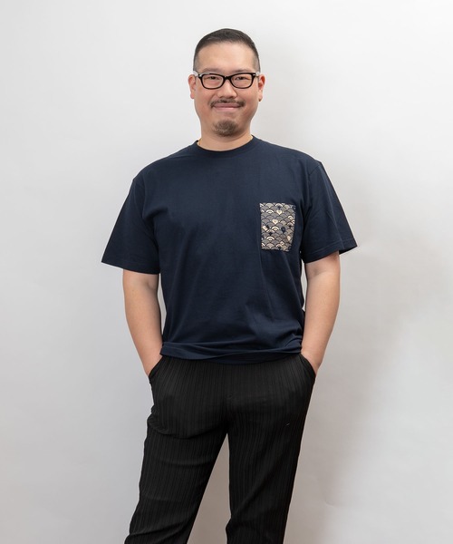 garsonwave(ギャルソンウェーブ)の「和柄 ポケット デザイン T シャツ(Tシャツ/カットソー・メンズ・G/I/K/L/M/N/D/F/H/J/E/B/O・L/XL/M)」の4枚目の写真