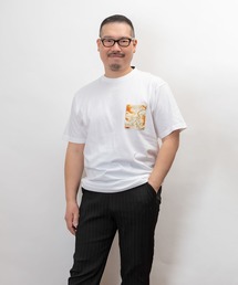和柄 ポケット デザイン T シャツ