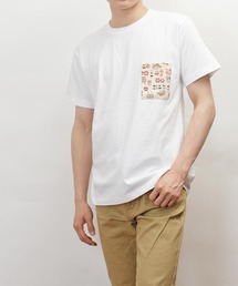 和柄 ポケット デザイン T シャツ