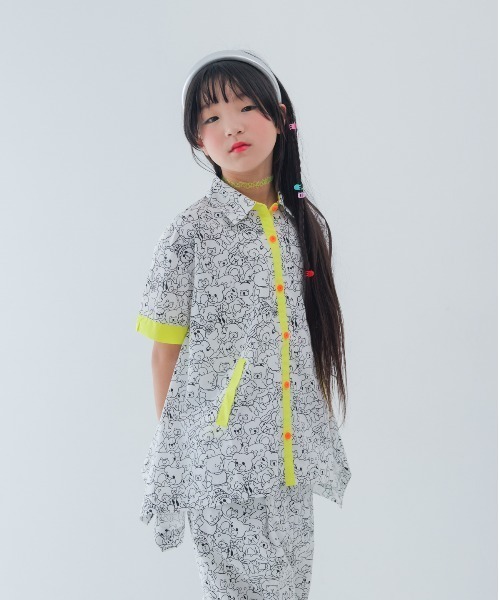 unica(ユニカ)の「many Bear カラーシャツ(シャツ/ブラウス・キッズ・ブラック/オフホワイト・L/XL)」の2枚目の写真