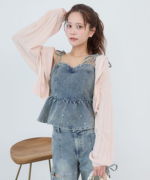 MAJESTIC LEGON（マジェスティックレゴン）の「ペプラムデニムビスチェ（キャミソール・レディース・グレー/サックスブルー/ブルー・MEDIUM）」の3枚目の写真