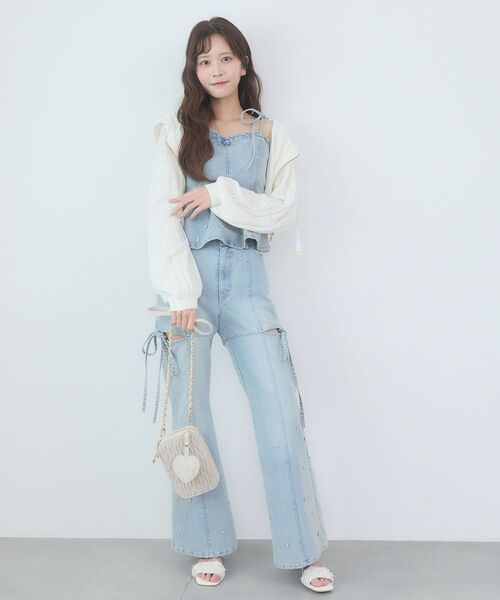 MAJESTIC LEGON（マジェスティックレゴン）の「ペプラムデニムビスチェ（キャミソール・レディース・グレー/サックスブルー/ブルー・MEDIUM）」の4枚目の写真