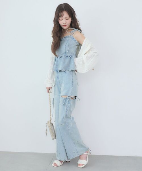 MAJESTIC LEGON（マジェスティックレゴン）の「ペプラムデニムビスチェ（キャミソール・レディース・グレー/サックスブルー/ブルー・MEDIUM）」の5枚目の写真