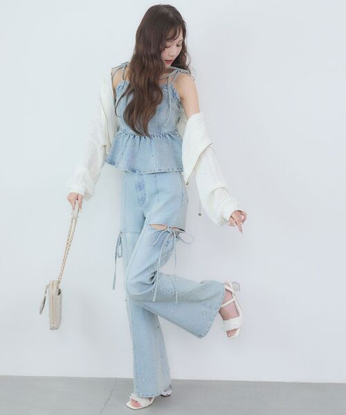 MAJESTIC LEGON（マジェスティックレゴン）の「ペプラムデニムビスチェ（キャミソール・レディース・グレー/サックスブルー/ブルー・MEDIUM）」の6枚目の写真