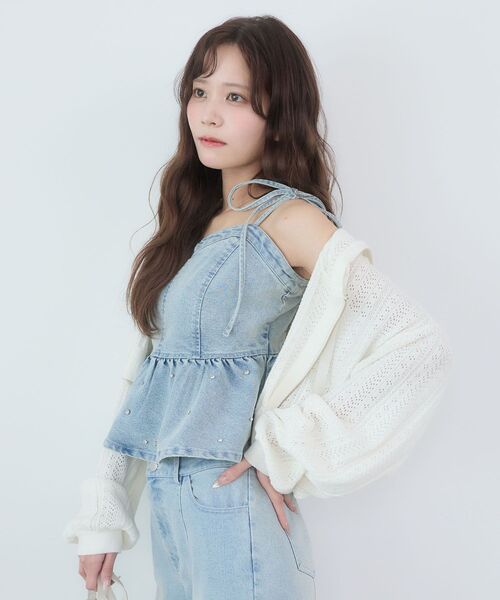 MAJESTIC LEGON（マジェスティックレゴン）の「ペプラムデニムビスチェ（キャミソール・レディース・グレー/サックスブルー/ブルー・MEDIUM）」の9枚目の写真