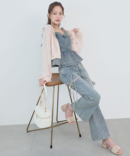 MAJESTIC LEGON（マジェスティックレゴン）の「ペプラムデニムビスチェ（キャミソール・レディース・グレー/サックスブルー/ブルー・MEDIUM）」の10枚目の写真