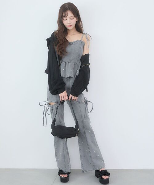 MAJESTIC LEGON（マジェスティックレゴン）の「ペプラムデニムビスチェ（キャミソール・レディース・グレー/サックスブルー/ブルー・MEDIUM）」の16枚目の写真