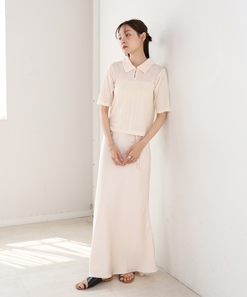 Bab(バブ)の「カットレースポロTシャツ(Tシャツ/カットソー・レディース・アイボリー/ブラウン/サックスブルー・FREE)」の5枚目の写真