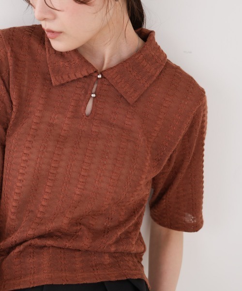 Bab(バブ)の「カットレースポロTシャツ(Tシャツ/カットソー・レディース・アイボリー/ブラウン/サックスブルー・FREE)」の20枚目の写真