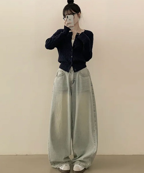 Emilie(エミリー)の「ケーブル編み ニットカーディガン(カーディガン/ボレロ・レディース・ネイビー/グレー/クリーム/グリーン/レッド・FREE)」の15枚目の写真