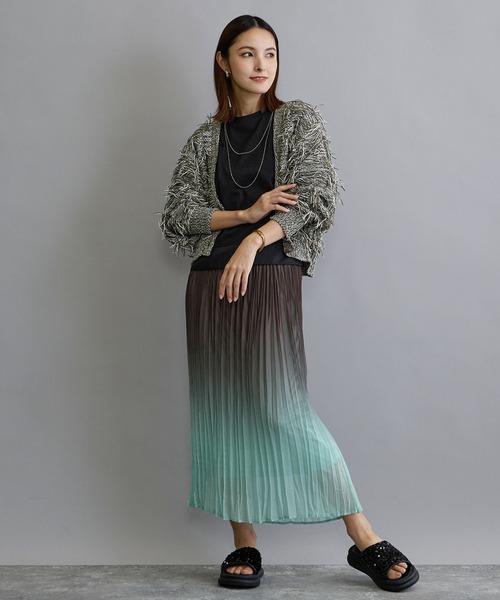 NICOLE white（ニコルホワイト）の「テープヤーンカーディガン（カーディガン/ボレロ・レディース・ベージュ/カーキ・FREE）」の3枚目の写真