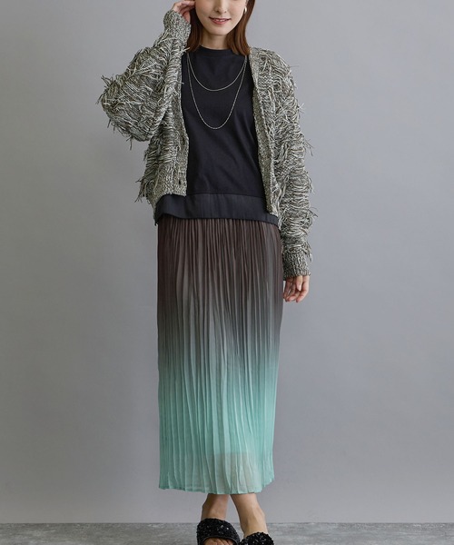 NICOLE white（ニコルホワイト）の「テープヤーンカーディガン（カーディガン/ボレロ・レディース・ベージュ/カーキ・FREE）」の4枚目の写真