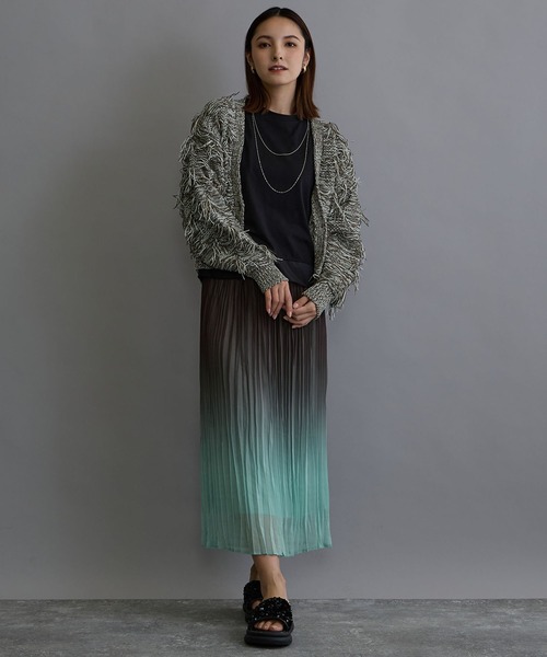 NICOLE white（ニコルホワイト）の「テープヤーンカーディガン（カーディガン/ボレロ・レディース・ベージュ/カーキ・FREE）」の5枚目の写真