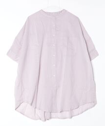 mitis（ミティス）の「mitis コットンボイル 切替え バックギャザー ブラウス バンドカラー 前開き 半端袖（シャツ/ブラウス）」