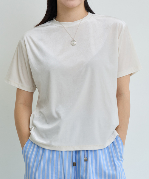 IENA LA BOUCLE（イエナラブークル）の「IENA LA BOUCLE トリアセベロアTシャツ（Tシャツ/カットソー・レディース・ブラウン/ホワイト/ブラック・FREE）」の8枚目の写真