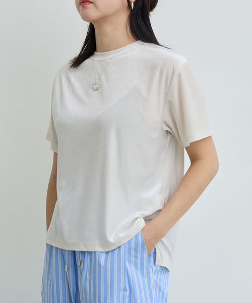 IENA LA BOUCLE（イエナラブークル）の「IENA LA BOUCLE トリアセベロアTシャツ（Tシャツ/カットソー・レディース・ブラウン/ホワイト/ブラック・FREE）」の9枚目の写真