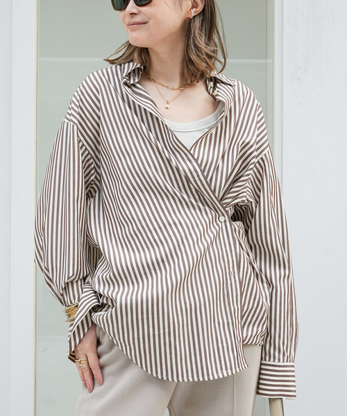 Deuxieme Classe(ドゥーズィエムクラス)の「* Freestyle シャツ(stripe)(シャツ/ブラウス・レディース・チョコ・FREE)」の1枚目の写真