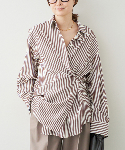 Deuxieme Classe(ドゥーズィエムクラス)の「* Freestyle シャツ(stripe)(シャツ/ブラウス・レディース・チョコ・FREE)」の5枚目の写真