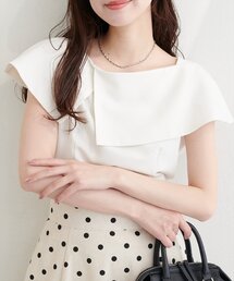アシメカラーオフショルブラウス