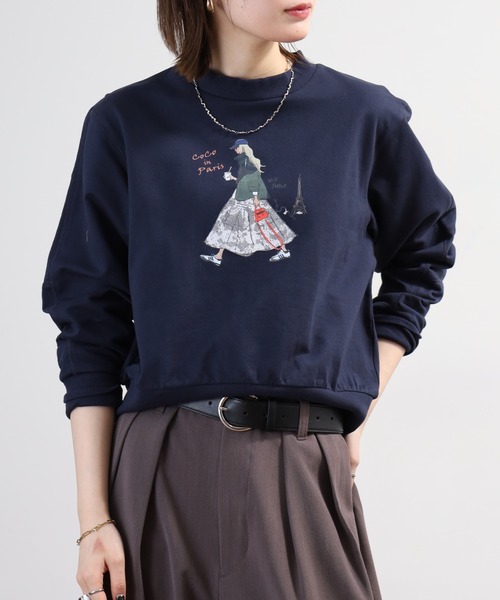 セール】EGLANTINE イラストプリント長袖カットソー（Tシャツ