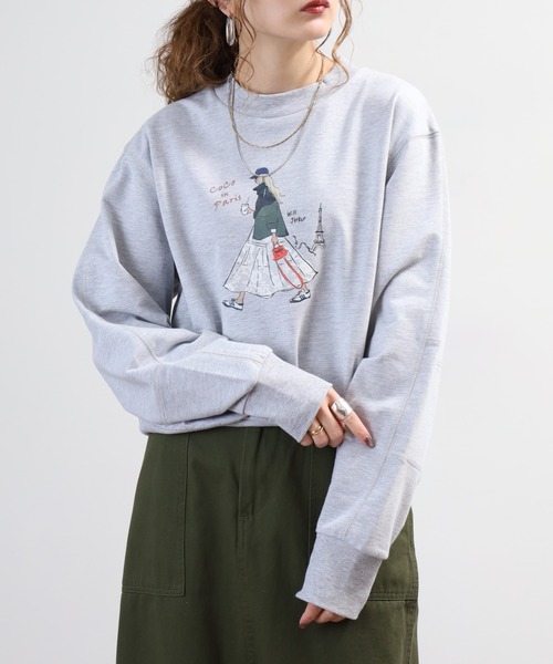 セール】EGLANTINE イラストプリント長袖カットソー（Tシャツ