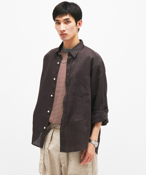 JOURNAL STANDARD(ジャーナルスタンダード)の「リネンレギュラー ロングスリーブシャツ(シャツ/ブラウス・メンズ・ブラウン/ホワイト/ピンク/ブラック系その他/クリアブルー・LARGE/MEDIUM)」の3枚目の写真