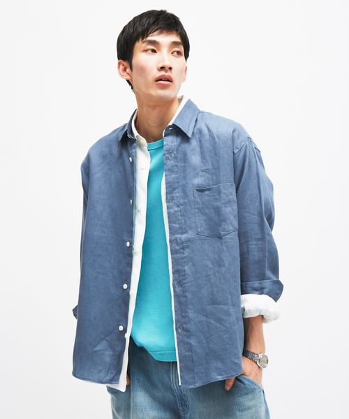 JOURNAL STANDARD(ジャーナルスタンダード)の「リネンレギュラー ロングスリーブシャツ(シャツ/ブラウス・メンズ・ブラウン/ホワイト/ピンク/ブラック系その他/クリアブルー・LARGE/MEDIUM)」の5枚目の写真