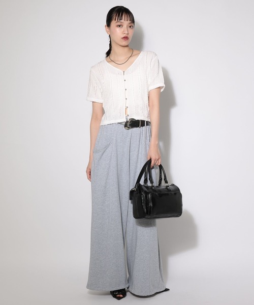 PAGEBOY(ページボーイ)の「フリルカットジャガードショートスリーブ /カーディガン(シャツ/ブラウス・レディース・ブラック/レッド/ライム/オフホワイト/ブラック系その他・FREE)」の7枚目の写真